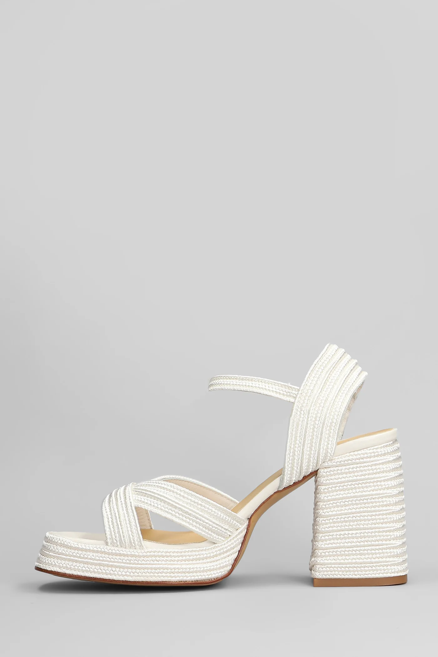 Valle-142 Sandals in white fabric - Image 8