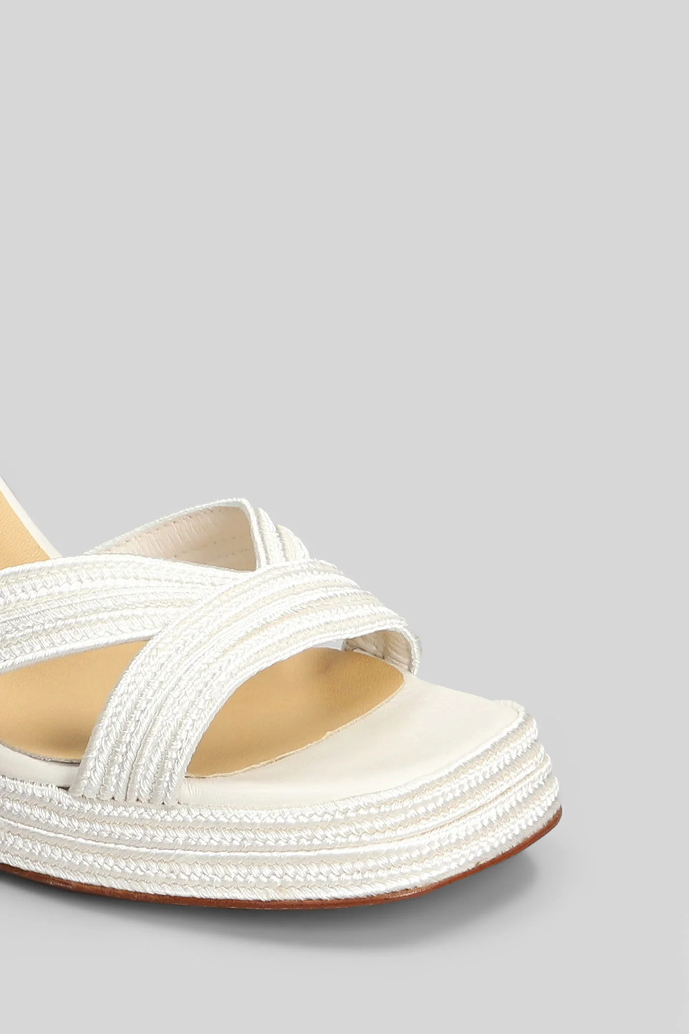 Valle-142 Sandals in white leather and fabric - Image 5