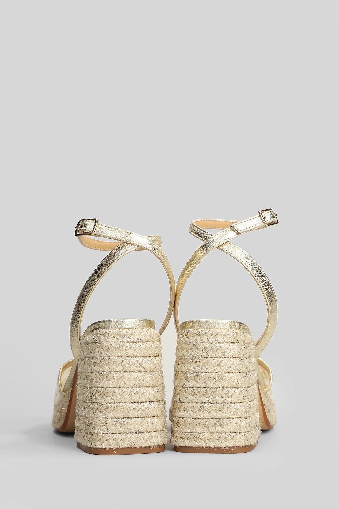 Vals-294 Sandals in gold leather and fabric - Image 4