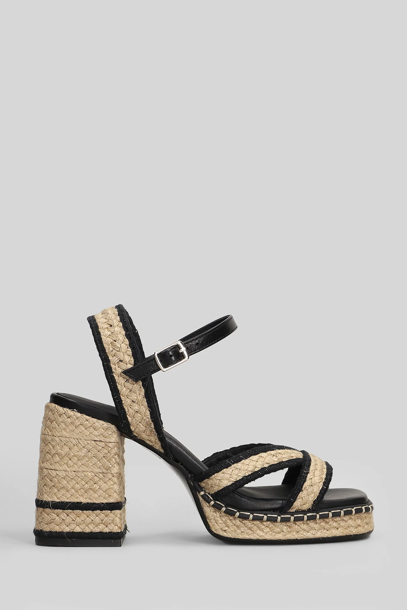 Vanish-297 Sandals in beige leather and fabric