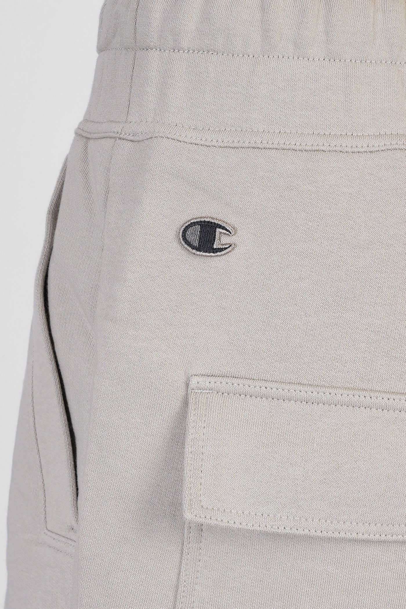 Beveled pods Shorts in taupe cotton - Image 5