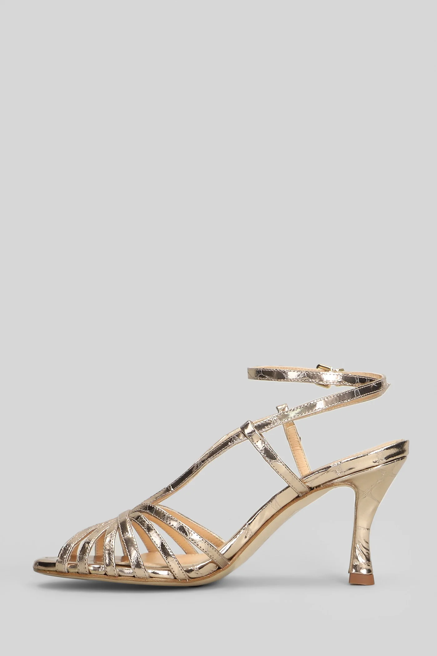 Sandals in platinum leather - Image 3