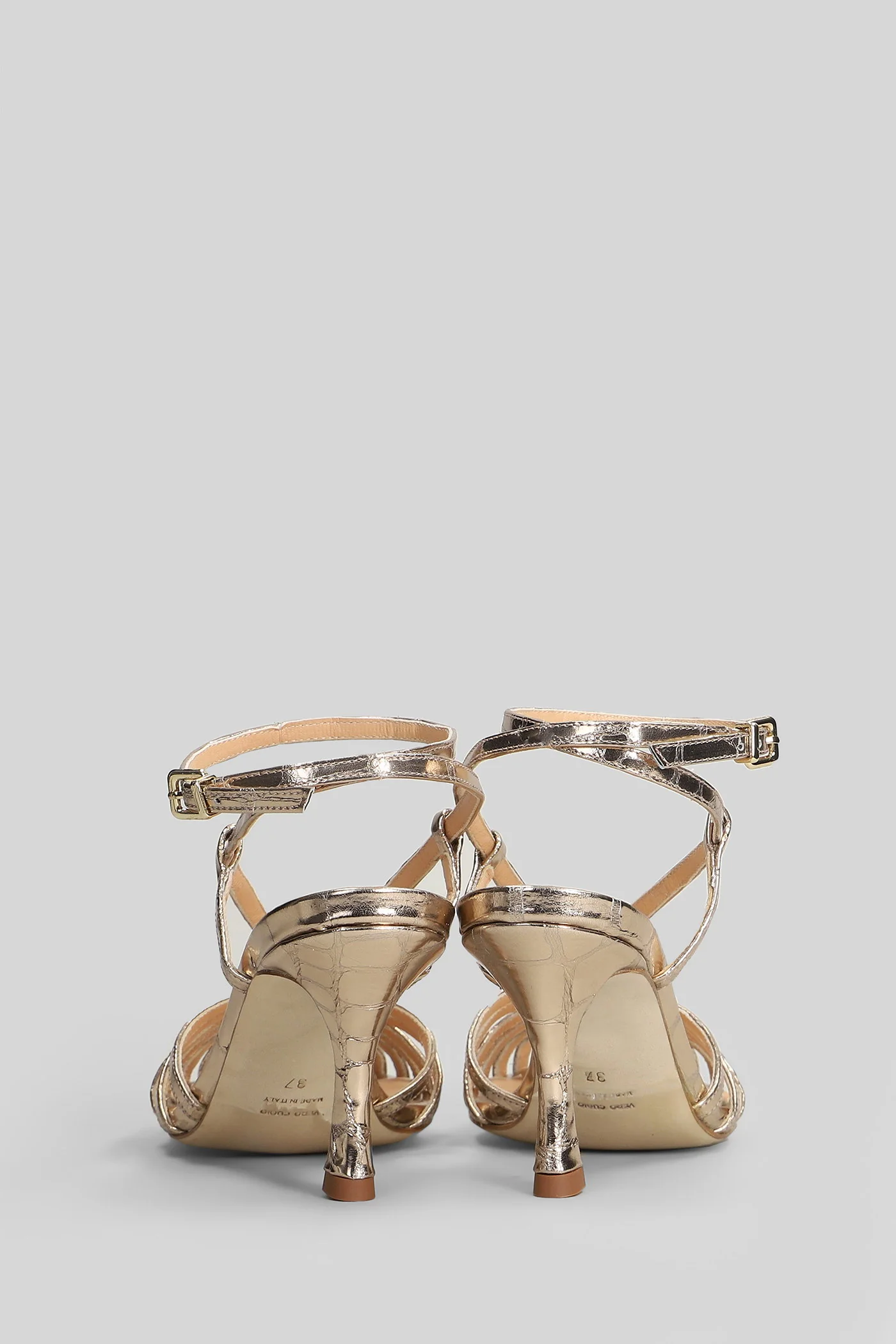 Sandals in platinum leather - Image 4