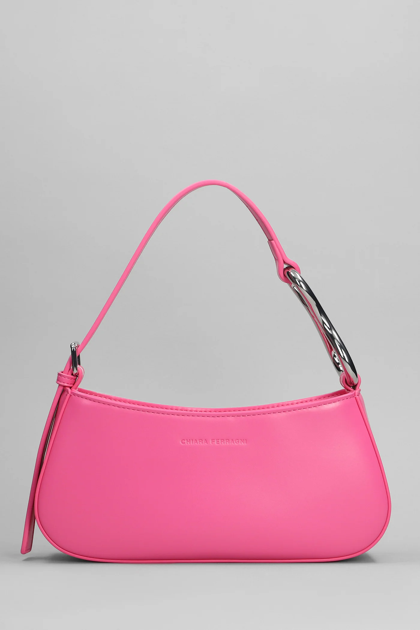Shoulder bag in rose-pink faux leather