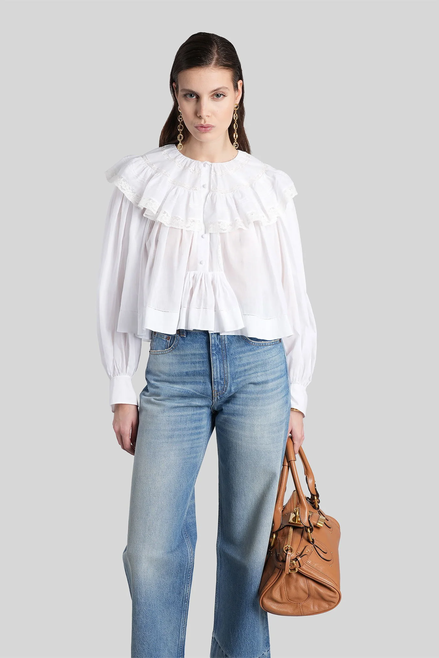 Blouse in white cotton - Image 2