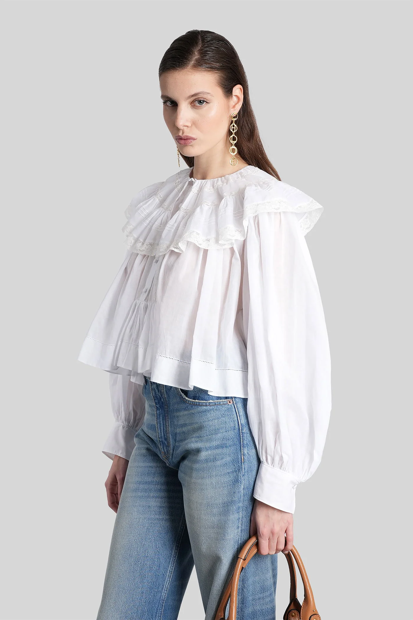 Blouse in white cotton - Image 4