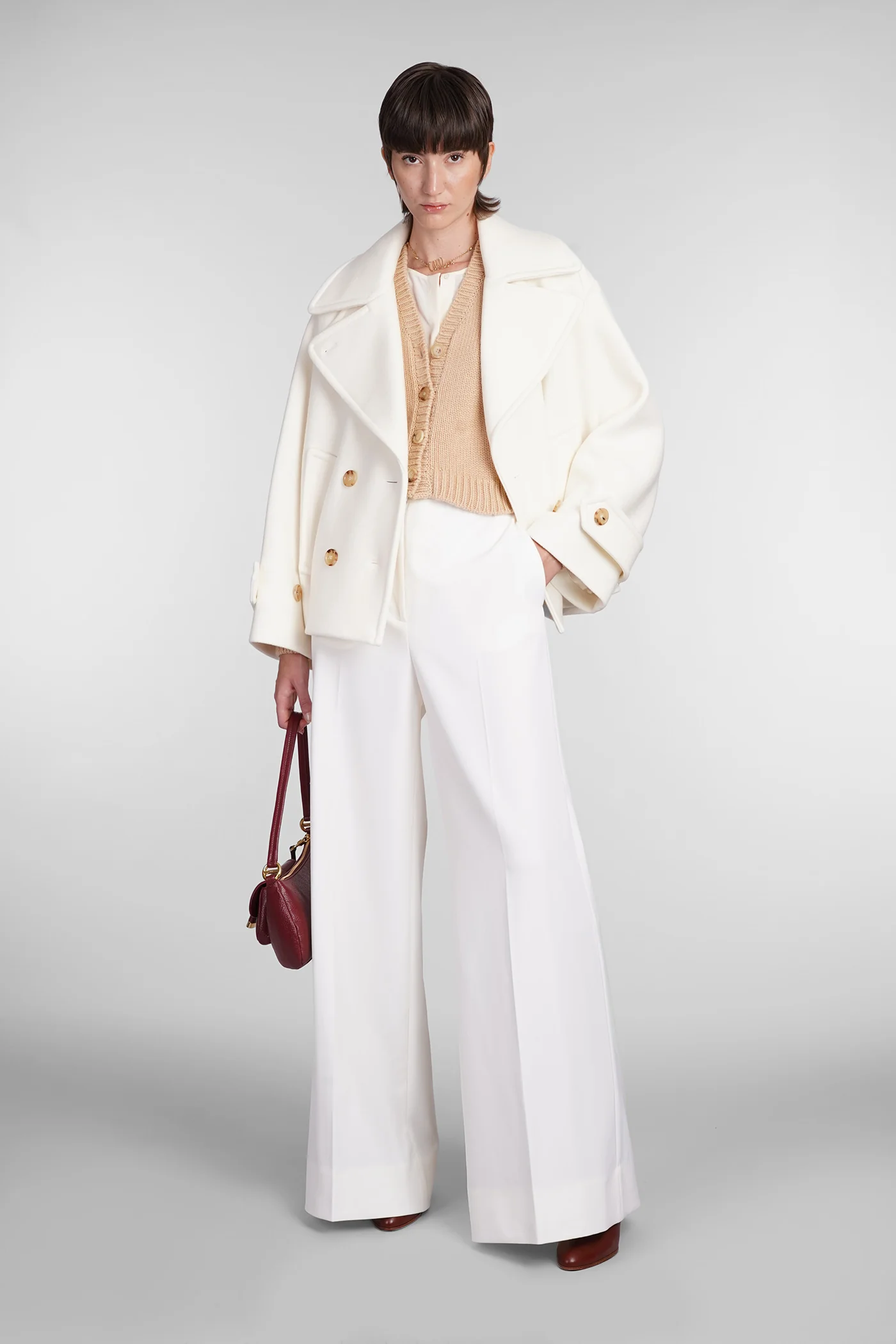 Cardigan in powder wool - Image 2
