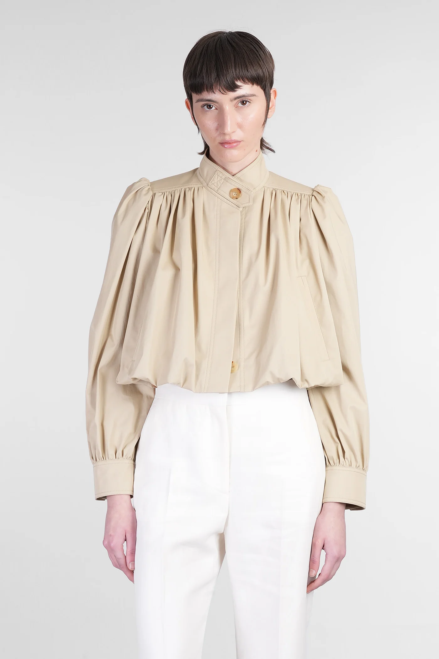 Casual jacket in beige cotton