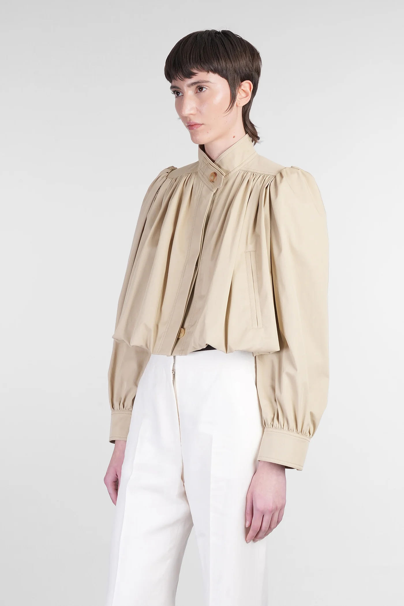 Casual jacket in beige cotton - Image 4