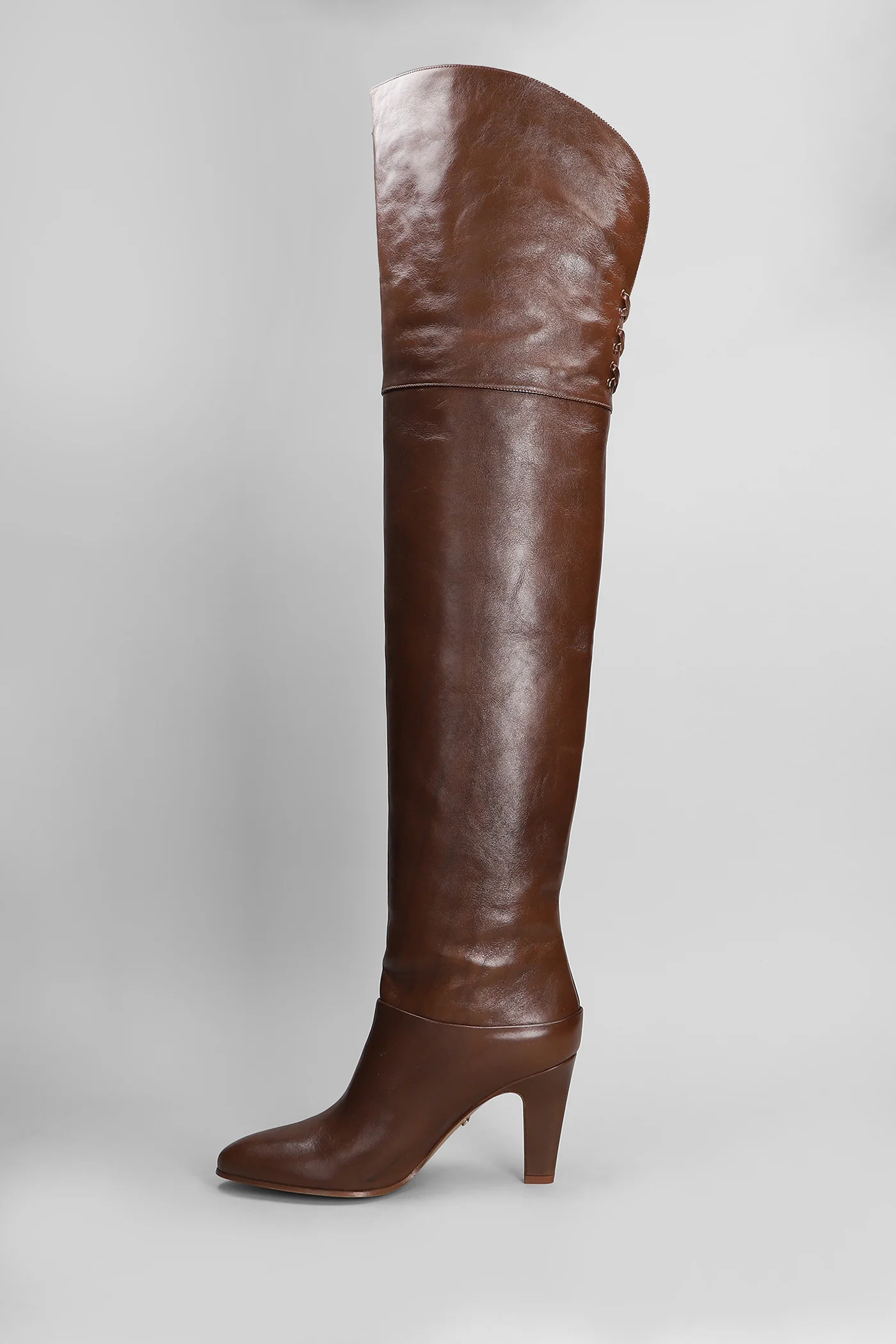 Eve High heels boots in brown leather - Image 3