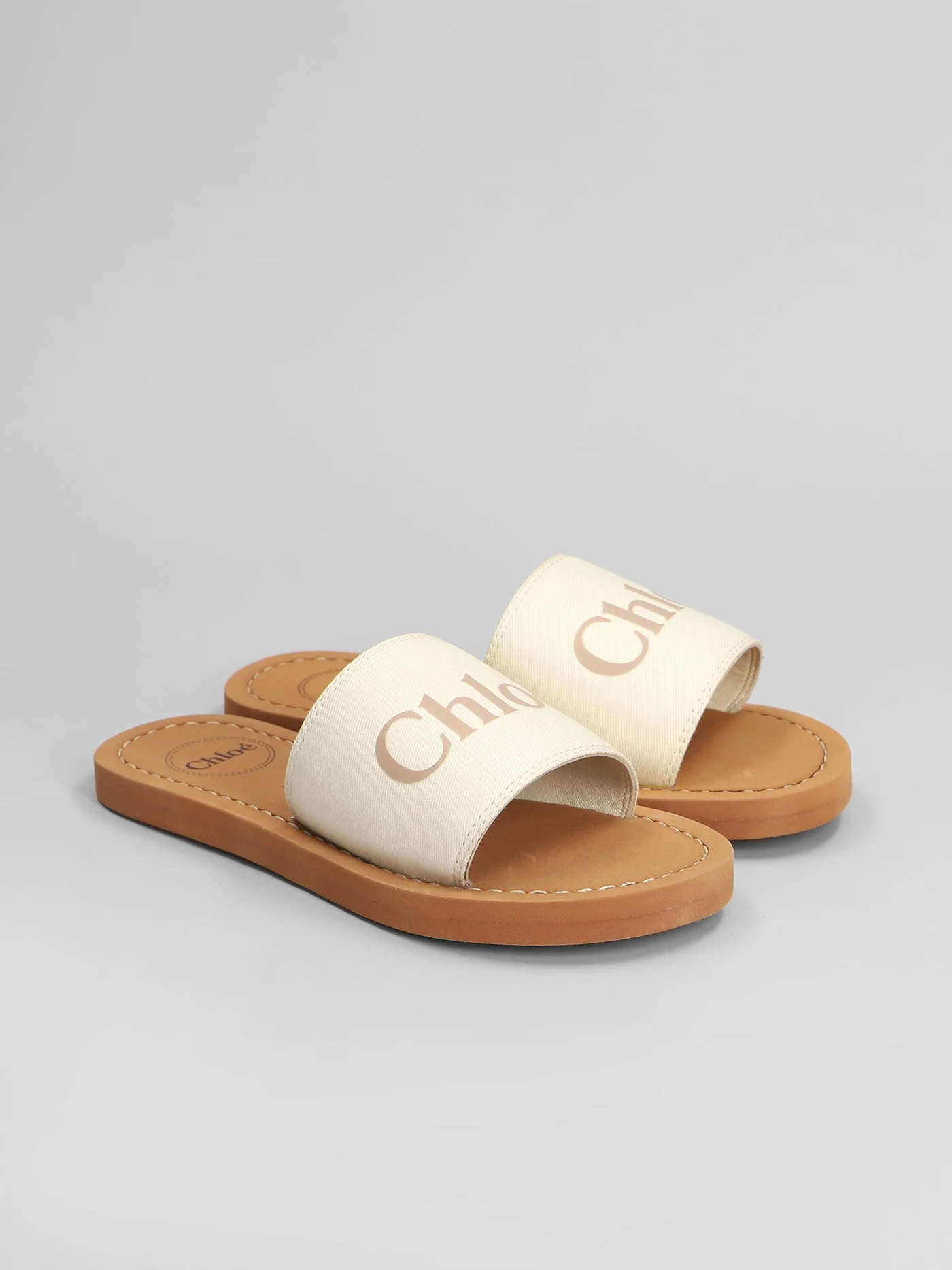 Flats in beige cotton - Image 2