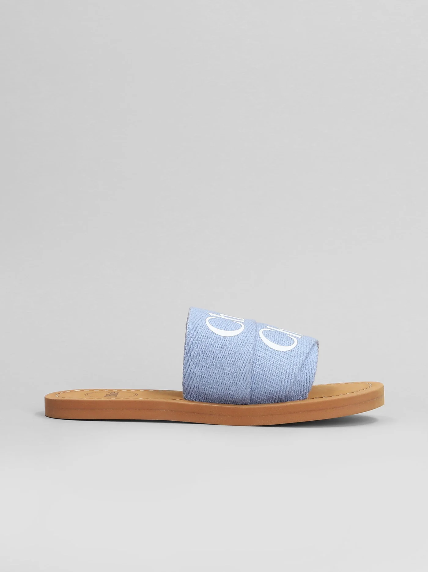 Flats in blue cotton