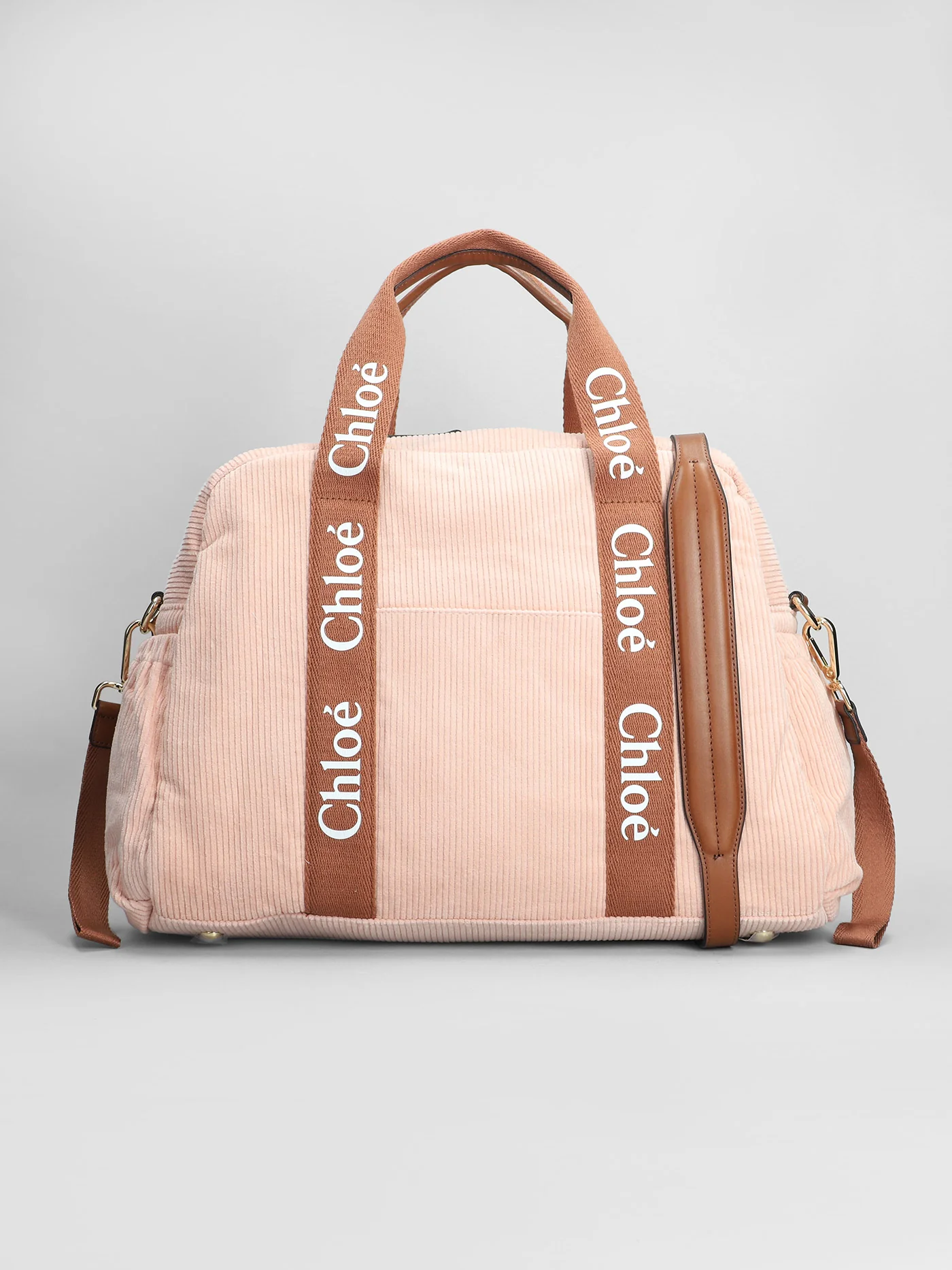 Hand bag in rose-pink cotton