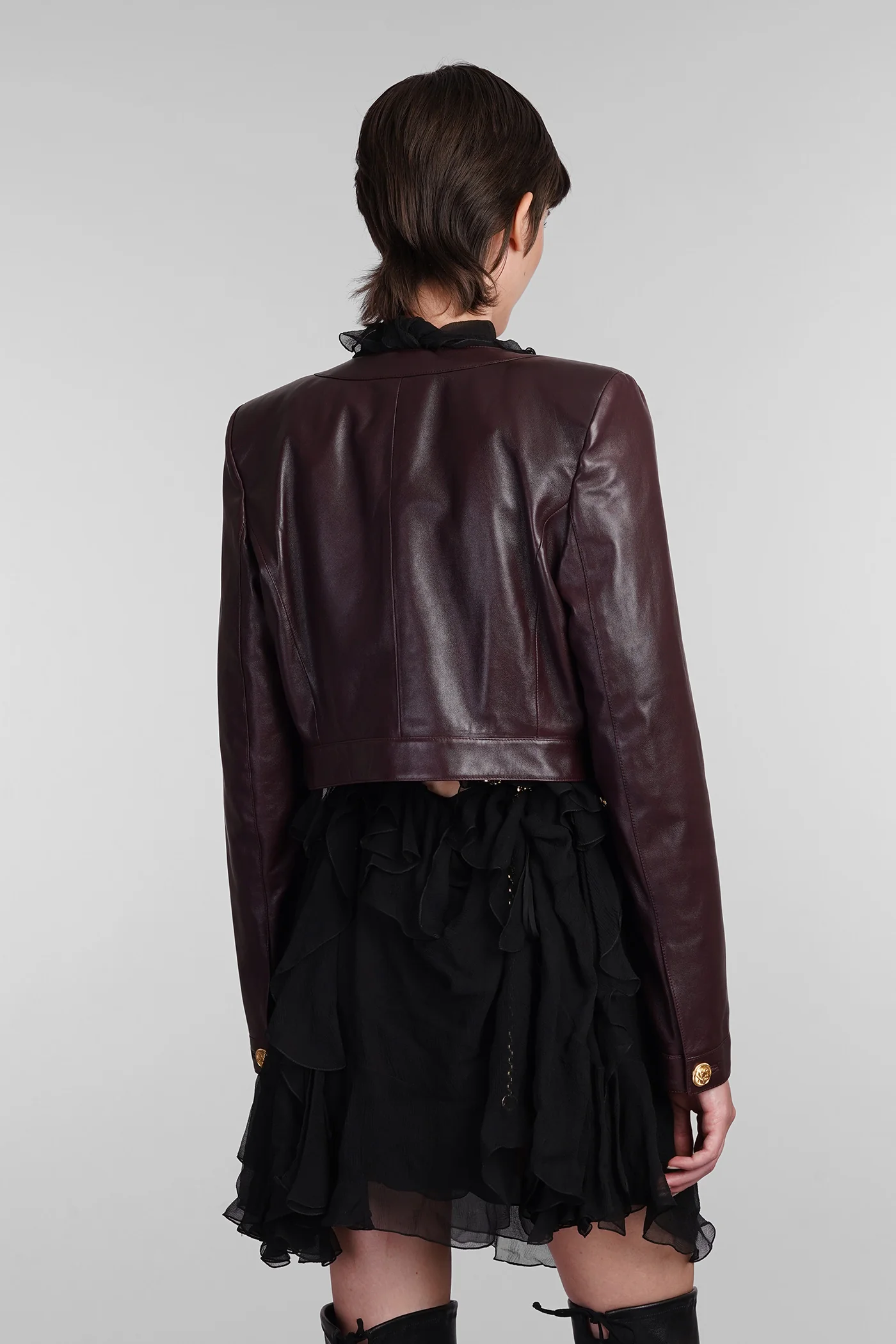Leather jacket in bordeaux leather - Image 3