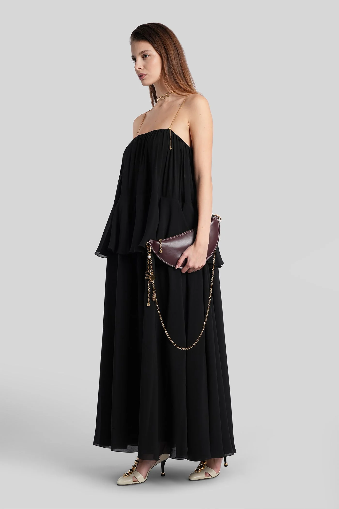 Long dress in black silk - Image 4