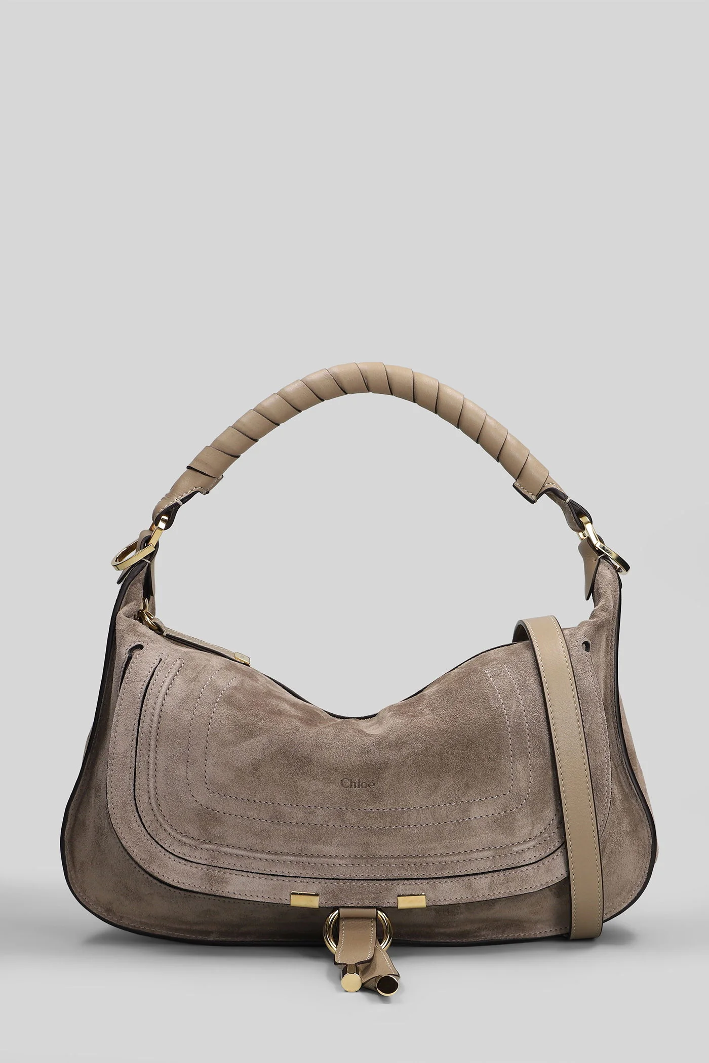 Marcie Shoulder bag in taupe suede - Image 13