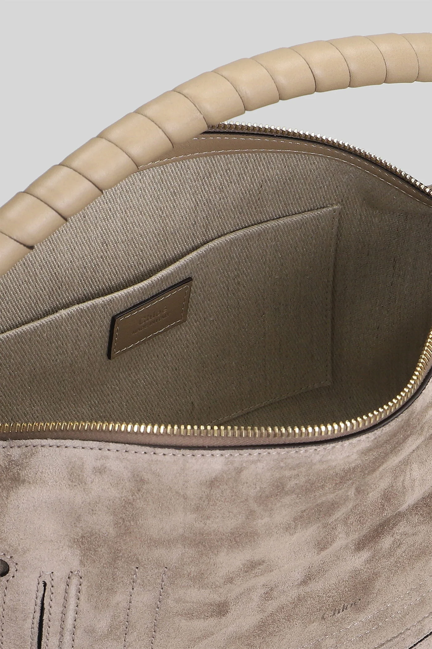 Marcie Shoulder bag in taupe suede - Image 4
