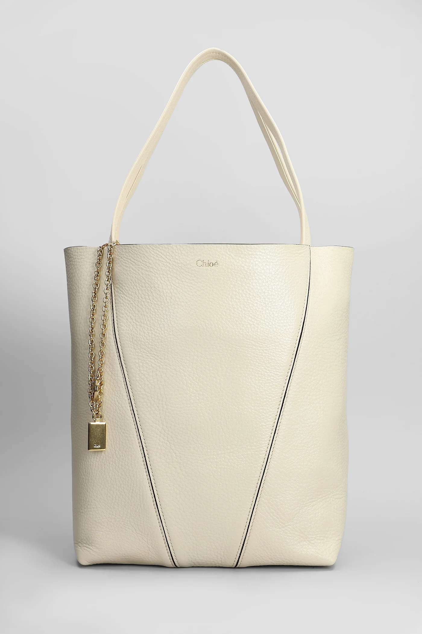 Spin Tote in beige leather