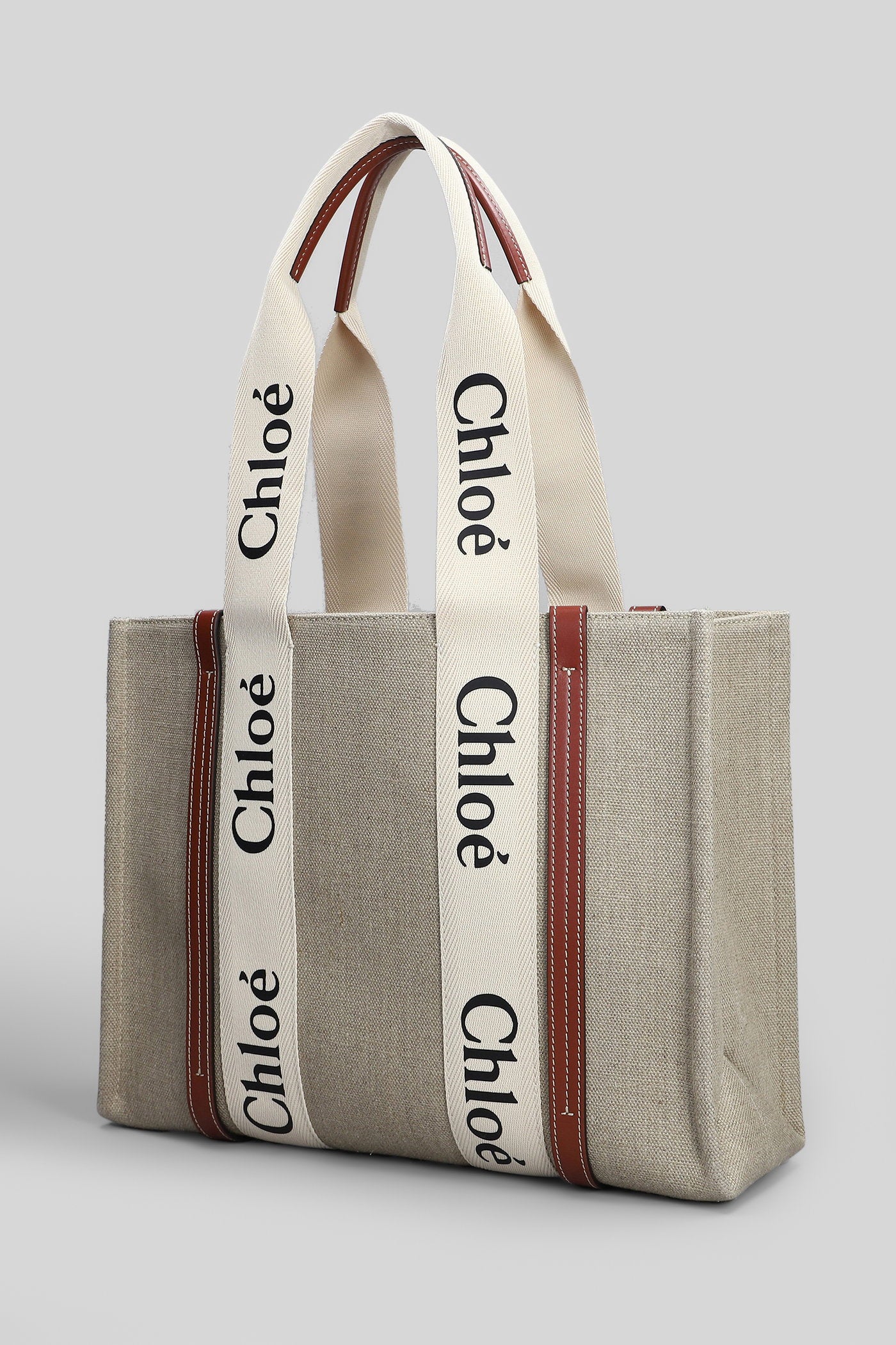 Woody Tote in beige canvas - Image 2