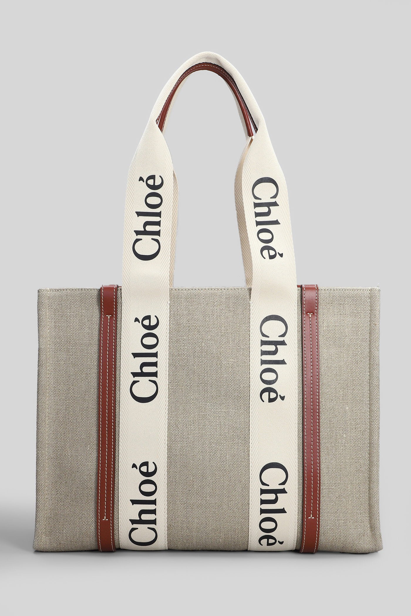Woody Tote in beige canvas - Image 3