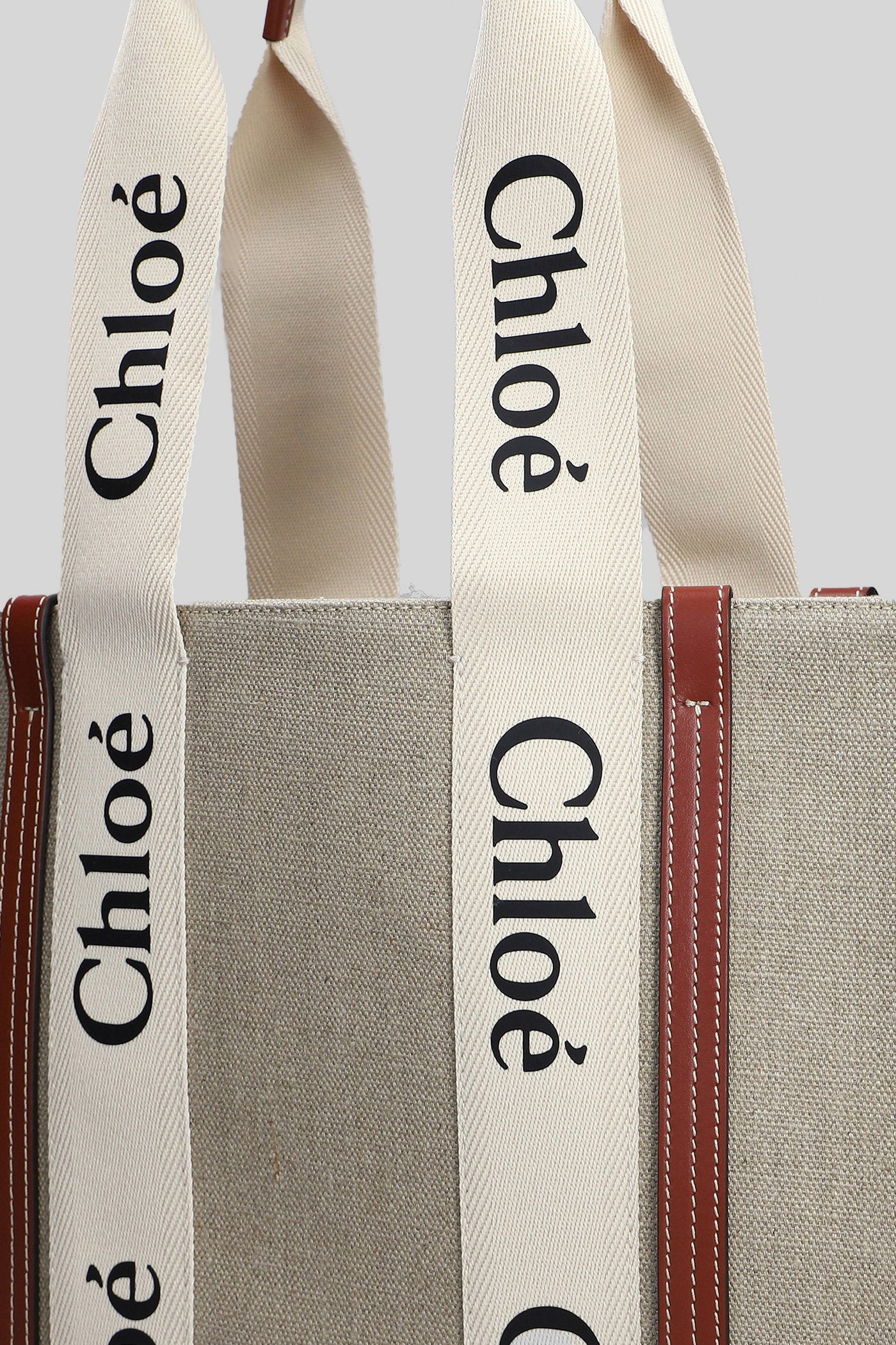 Woody Tote in beige canvas - Image 4