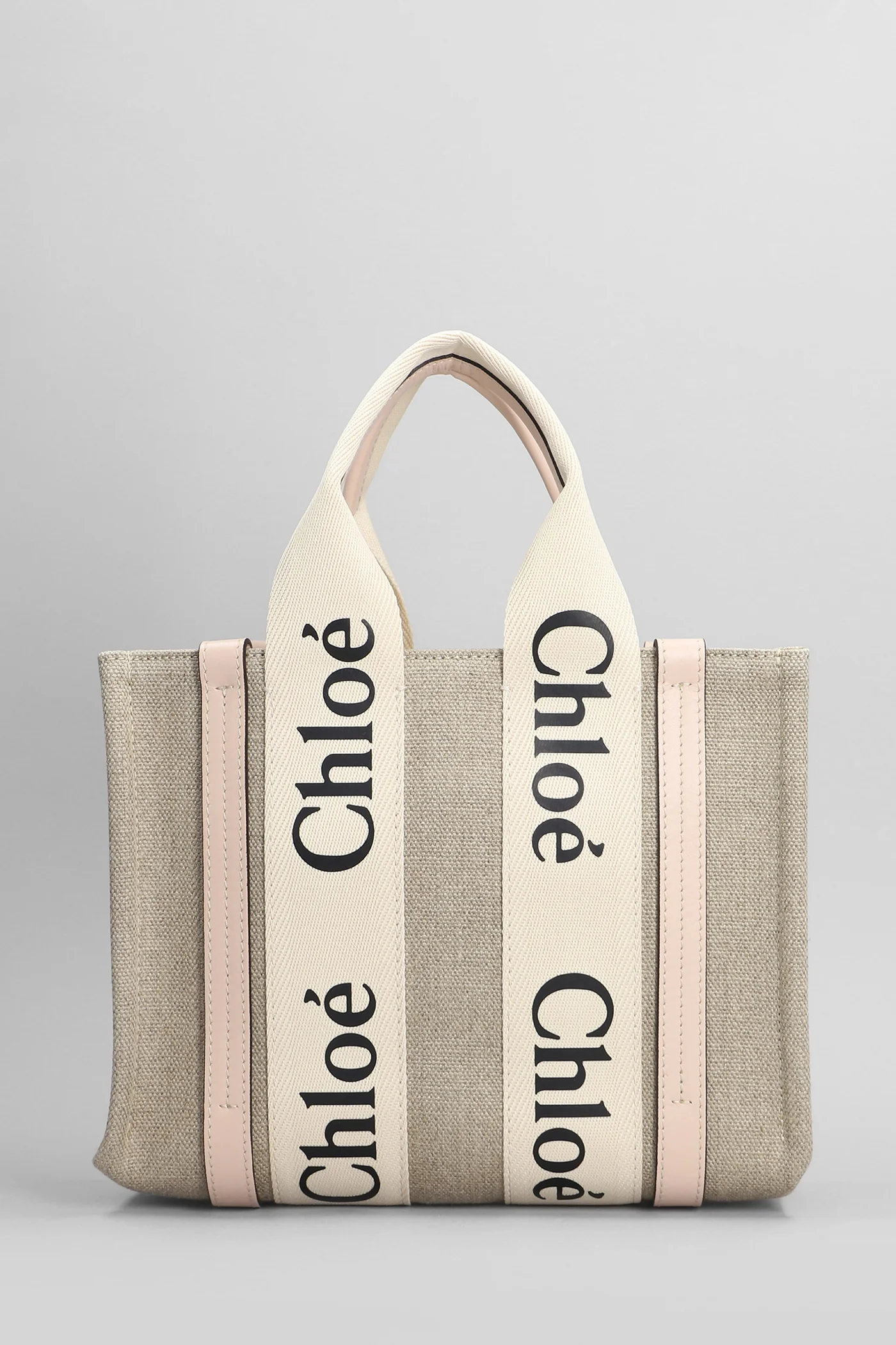 Woody Tote in beige linen - Image 3