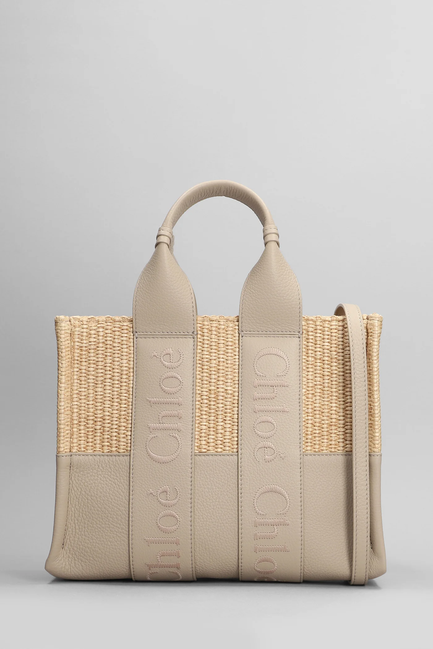 Woody Tote in grey raffia