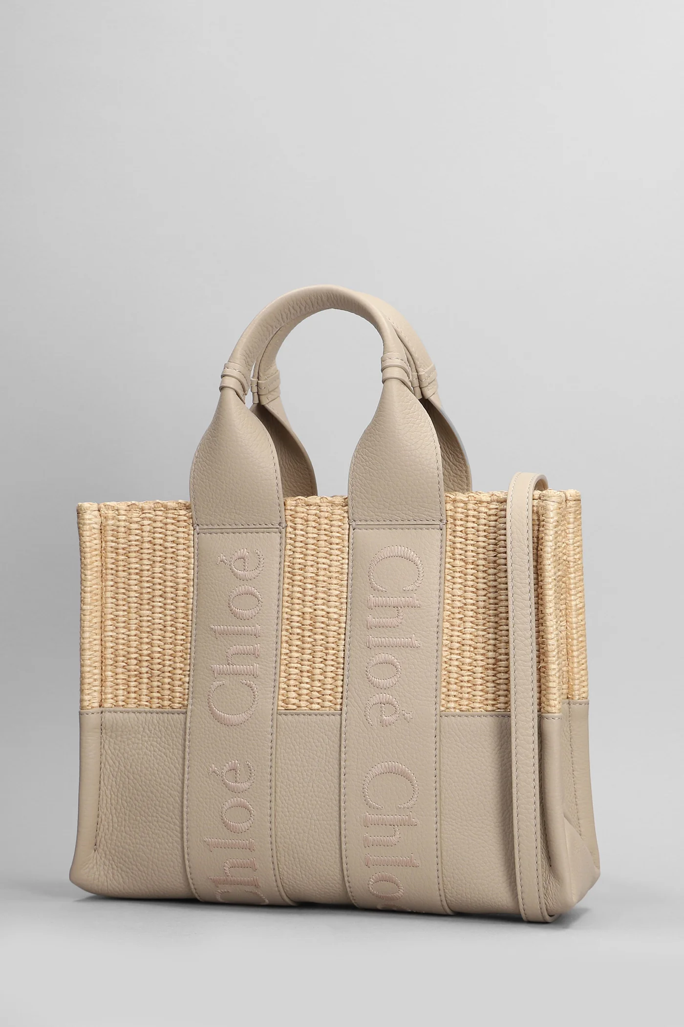 Woody Tote in grey raffia - Image 2