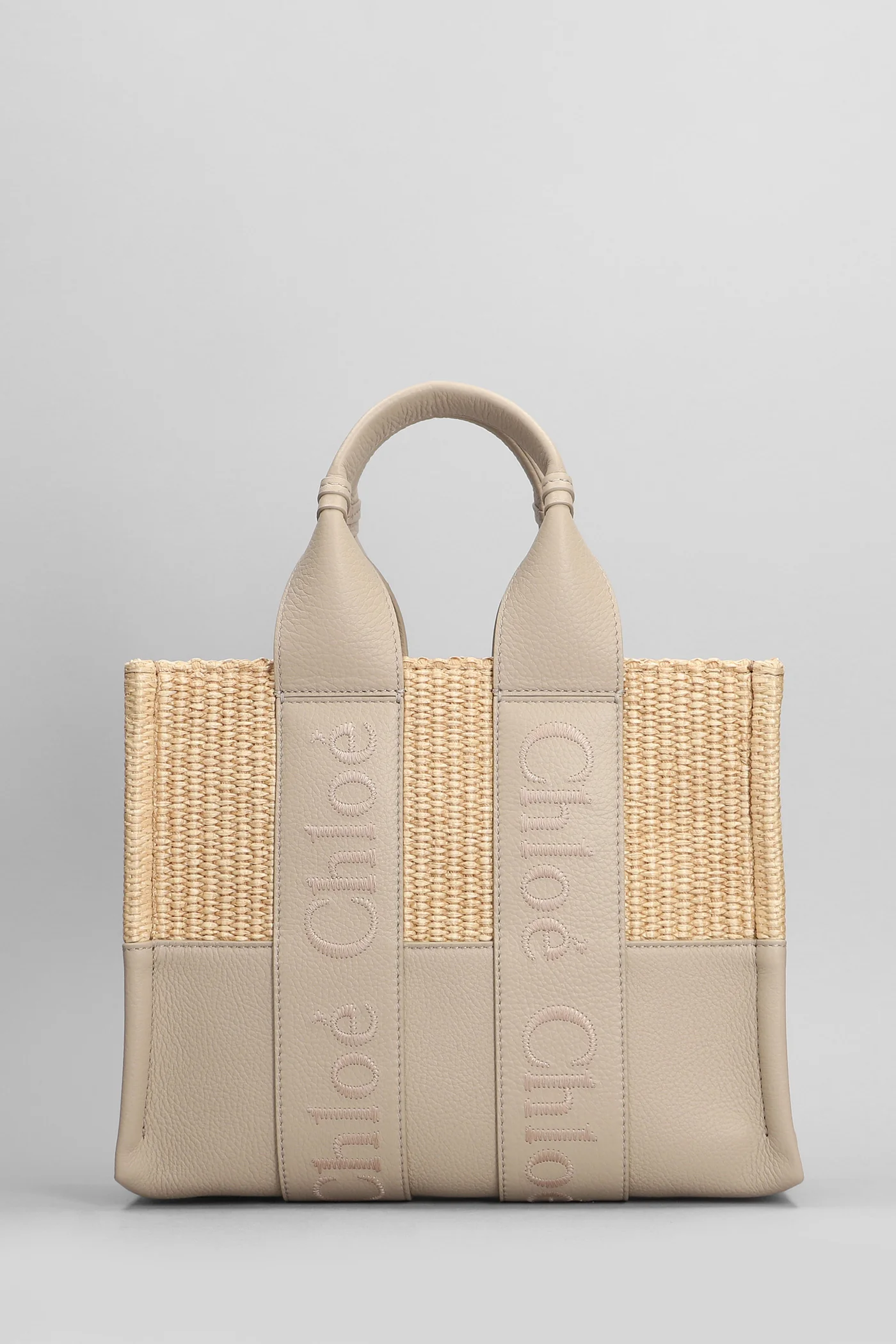 Woody Tote in grey raffia - Image 3