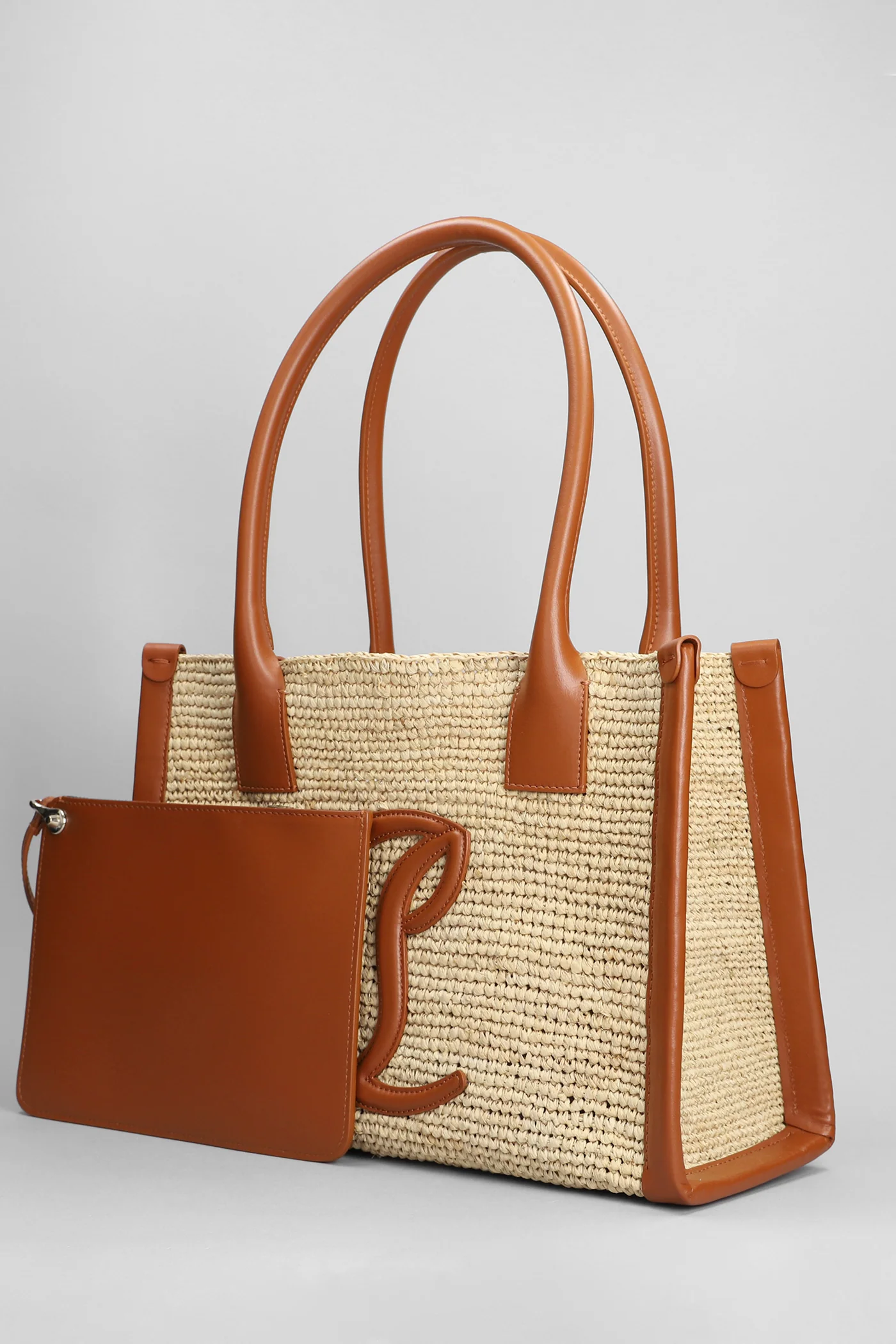 By my side Tote in beige raffia - Image 2