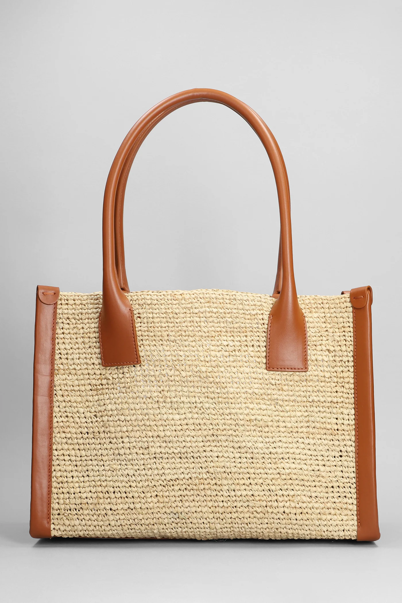 By my side Tote in beige raffia - Image 3