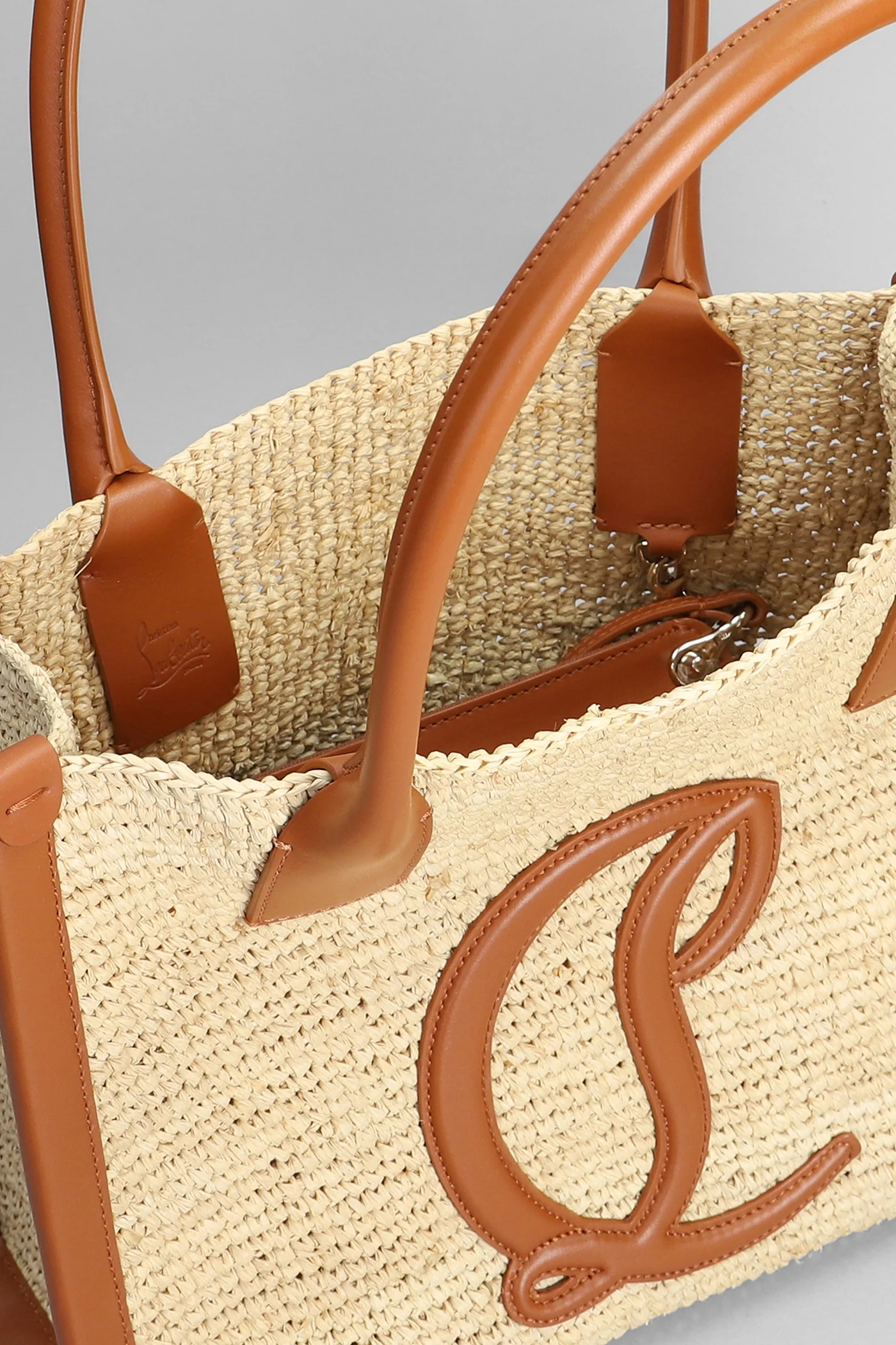 By my side Tote in beige raffia - Image 4