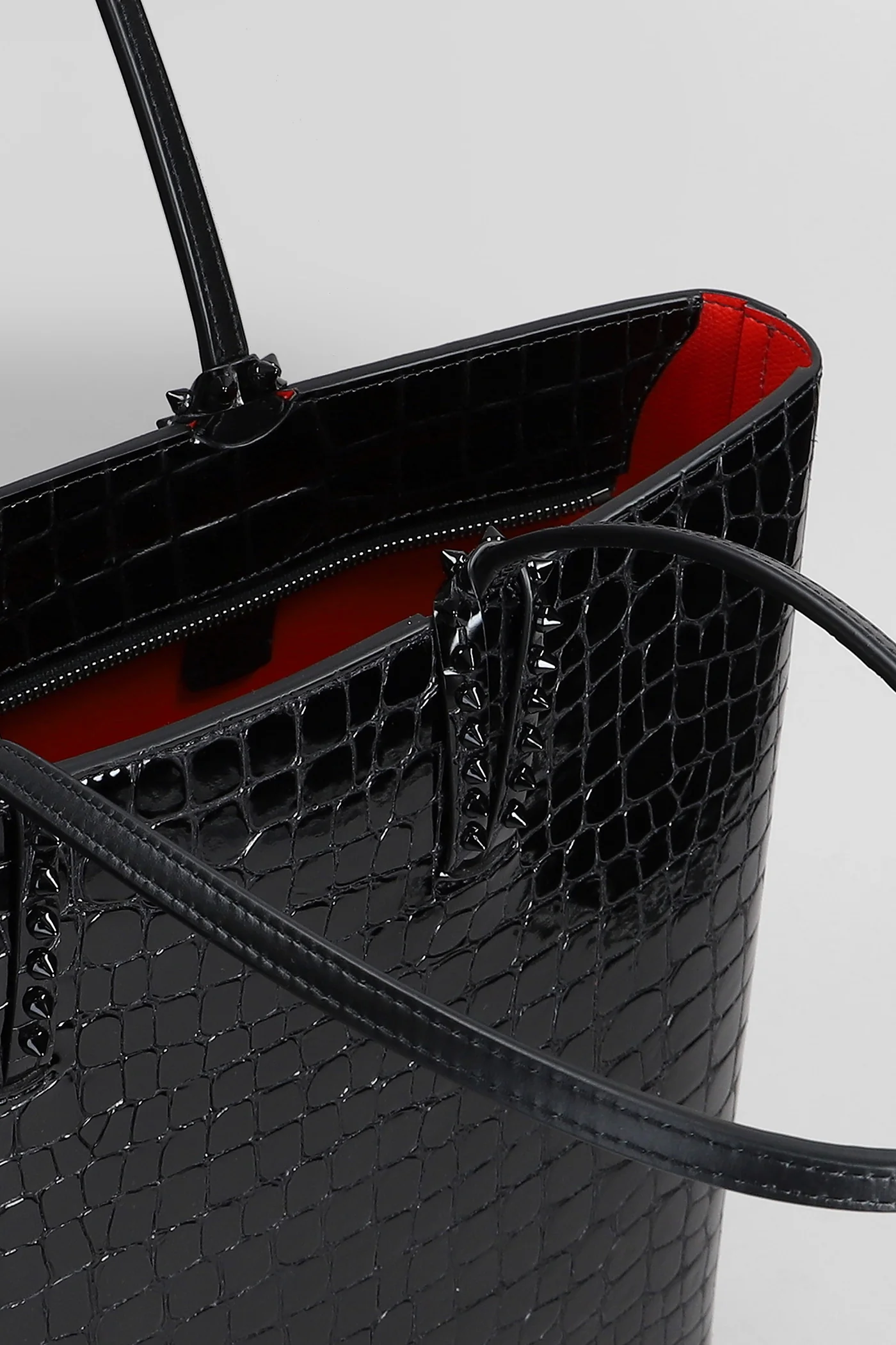 Cabata zipped Tote in black leather - Image 4