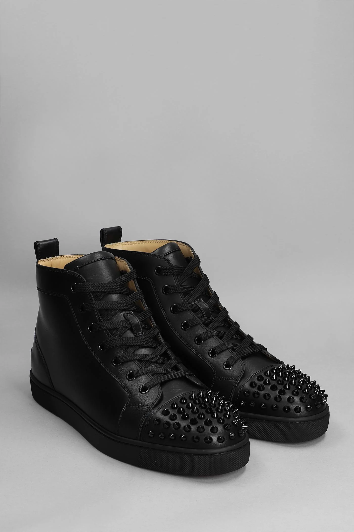 Lou Spikes Sneakers in black leather - Image 2