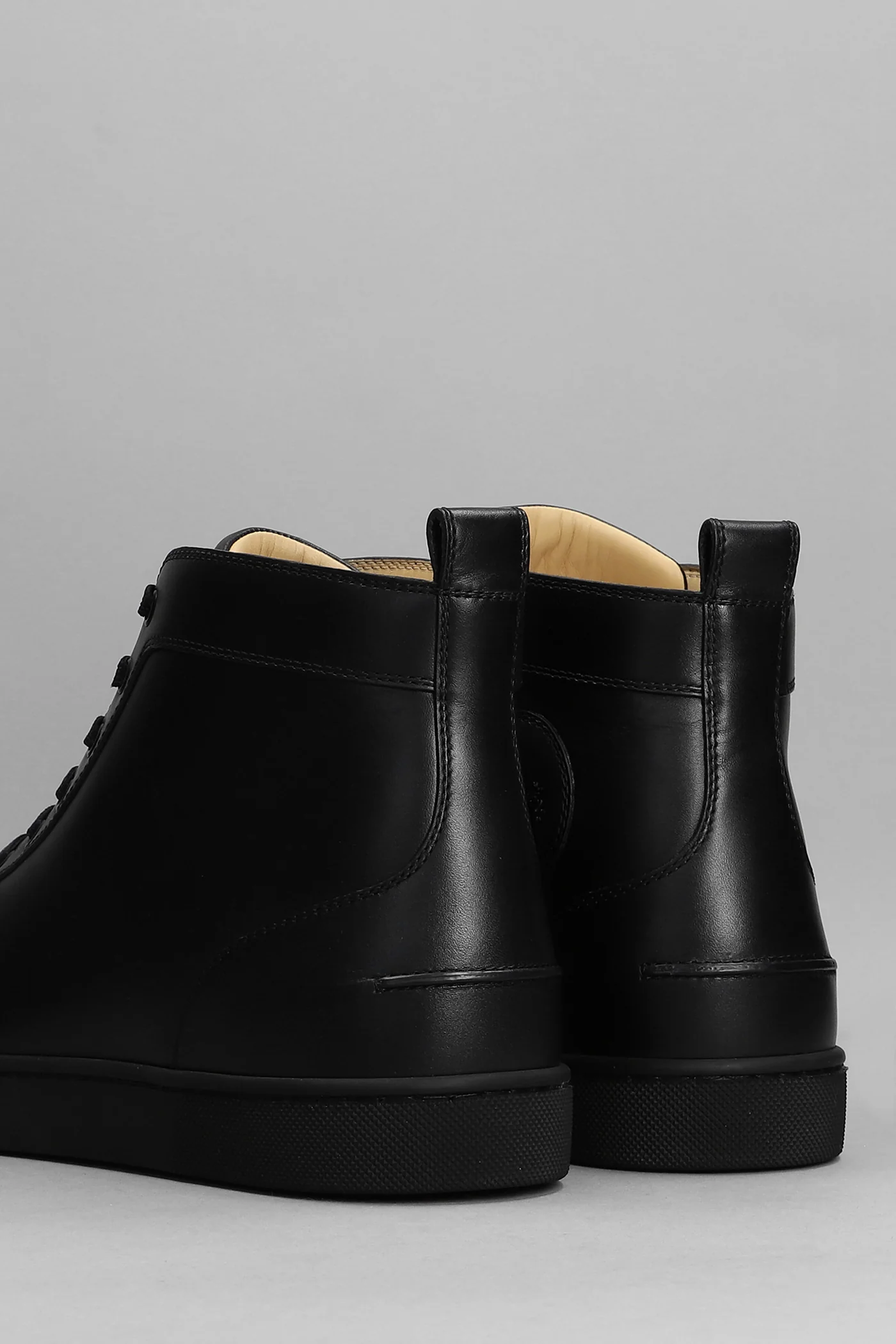 Lou Spikes Sneakers in black leather - Image 4