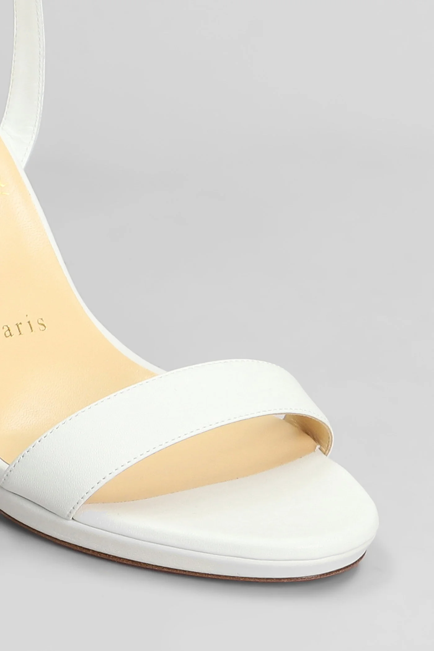 Loubi queen 100 Sandals in white leather - Image 5