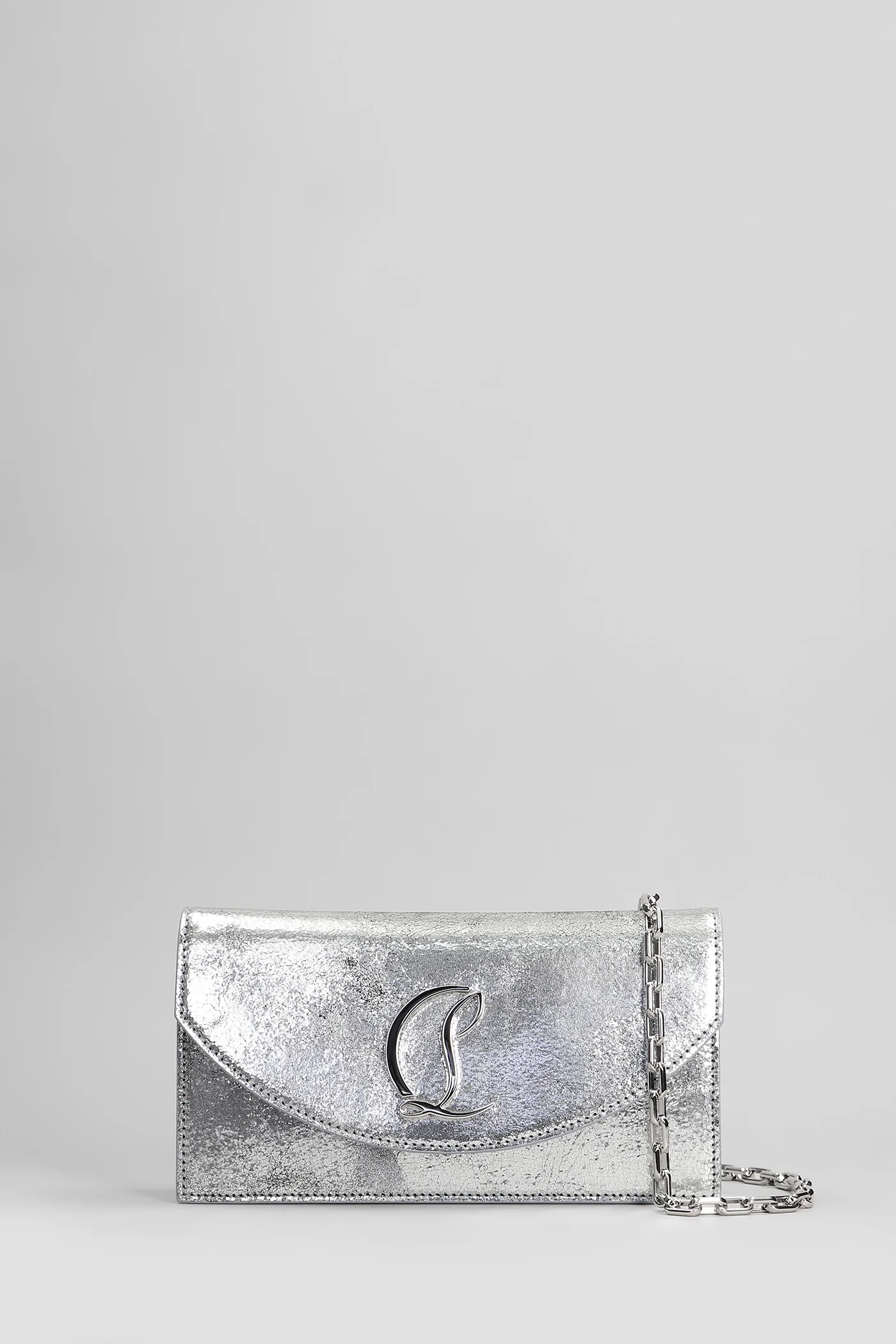 Loubi54 Clutch in silver leather