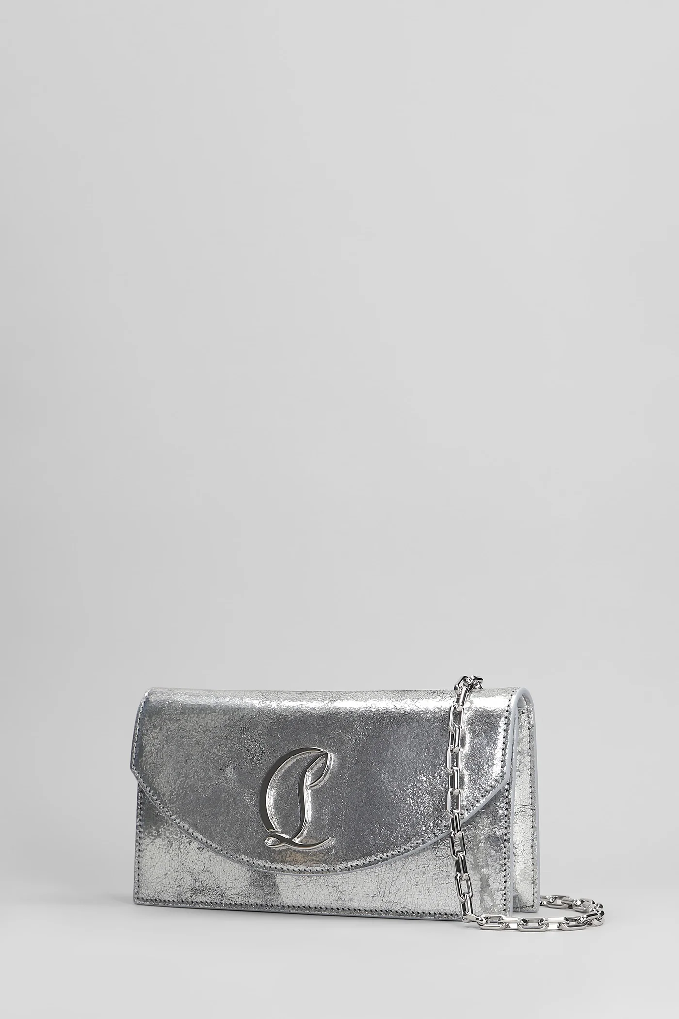 Loubi54 Clutch in silver leather - Image 2