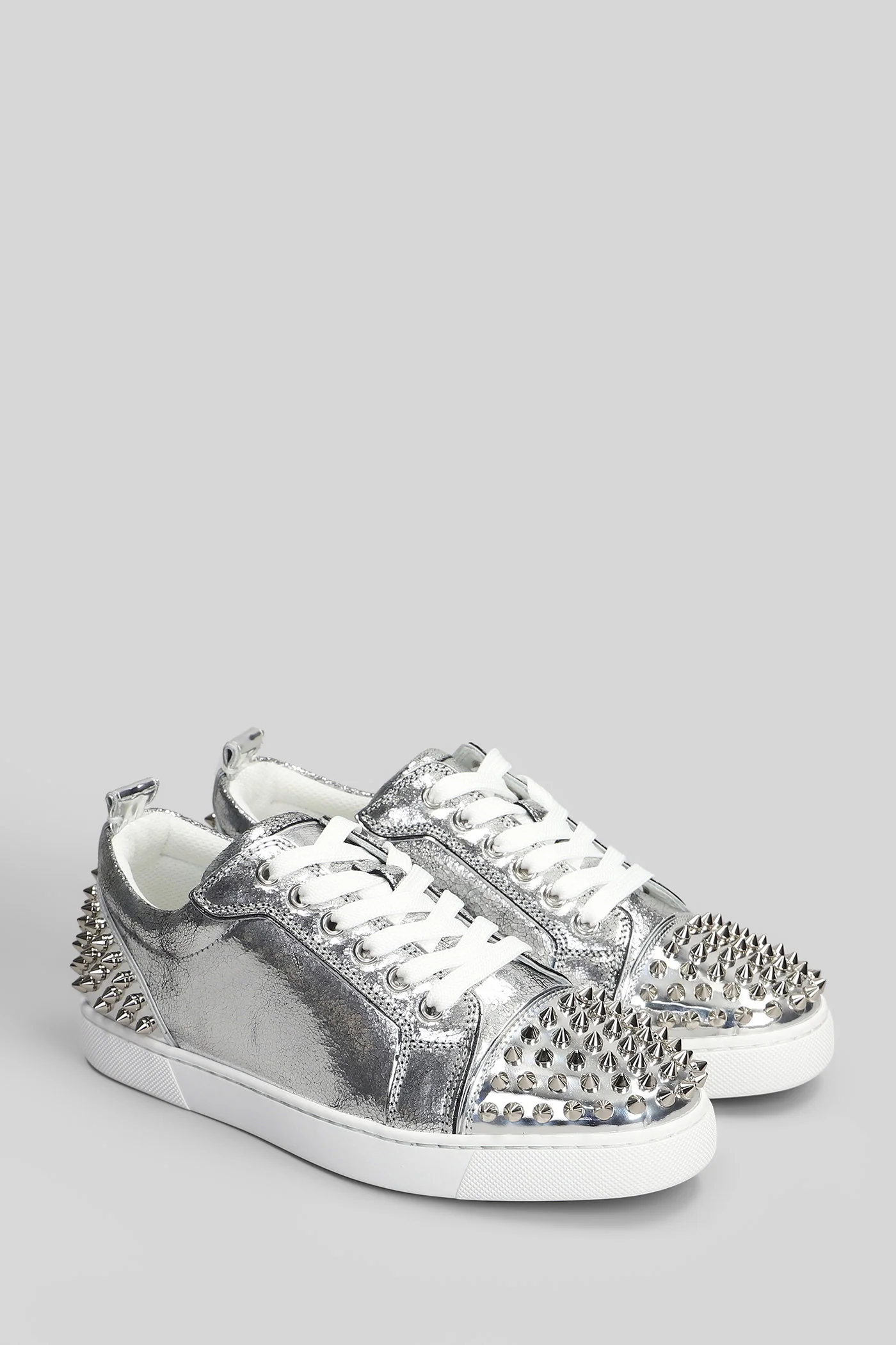 Louise junior spikes Sneakers in silver leather - Image 2