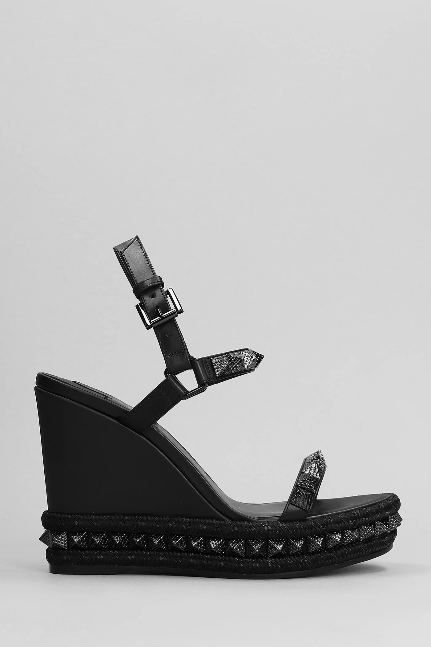 Pyraclou 110 Wedges in black leather