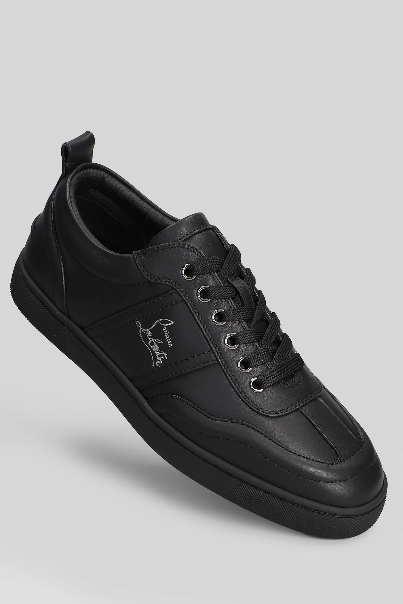 Retero flat Sneakers in black leather - Image 5