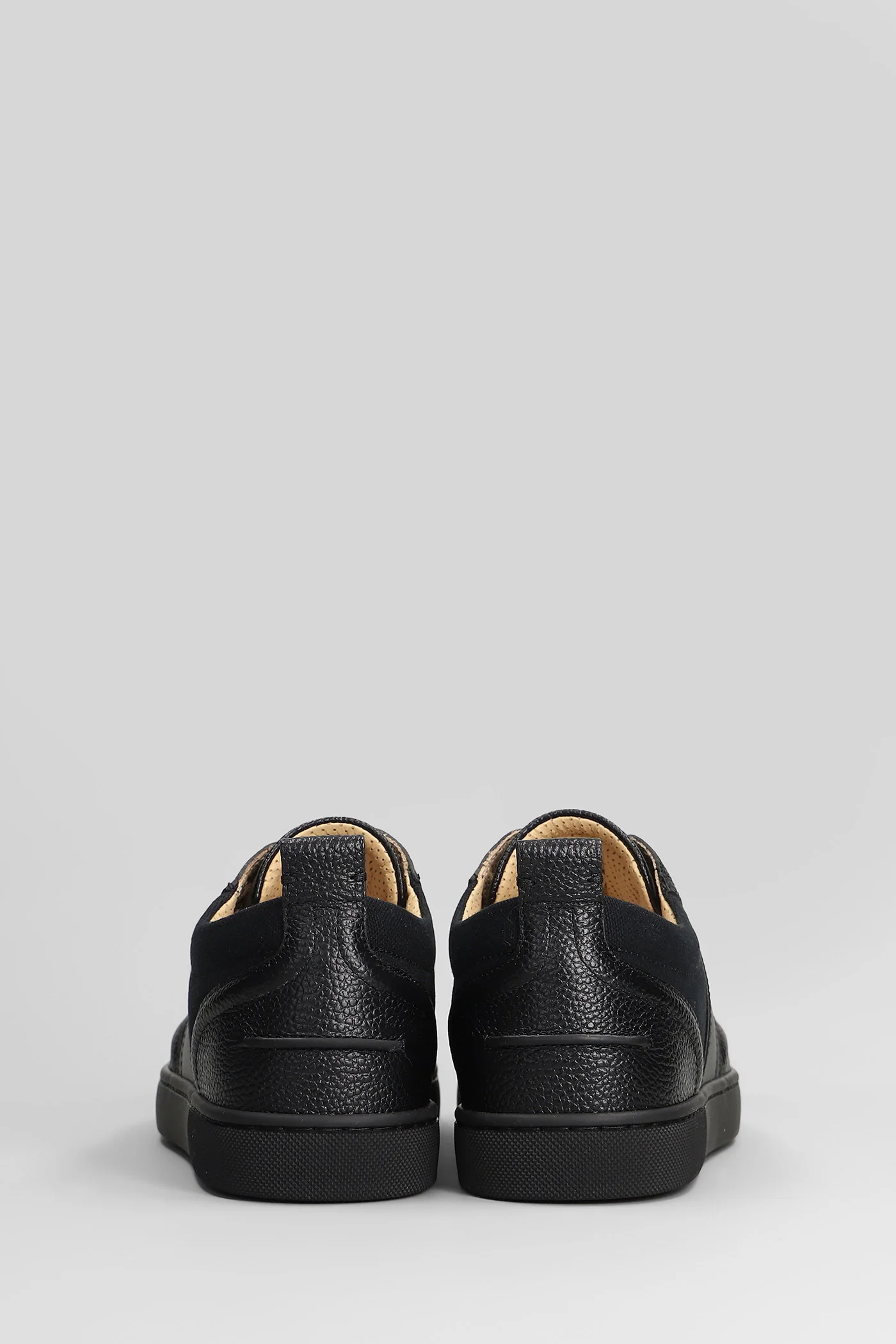 Retero flat Sneakers in black leather and fabric - Image 4