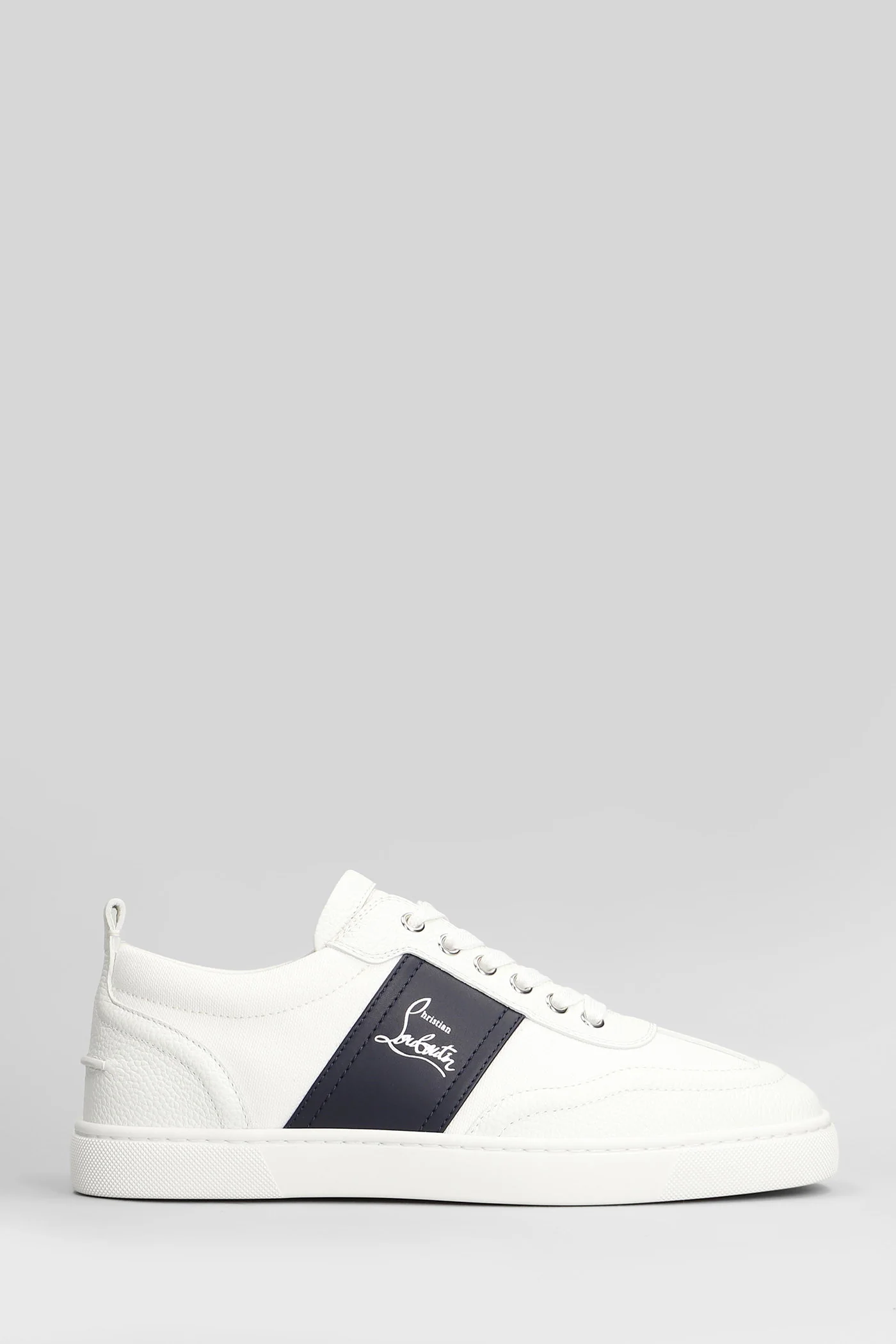Retero flat Sneakers in white leather and fabric