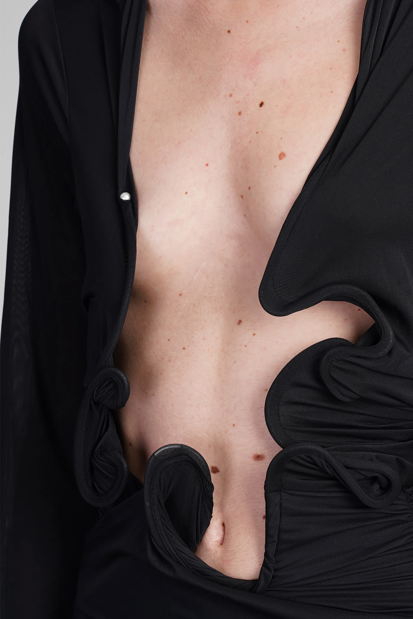 Dress woman  in black polyamide - Image 5