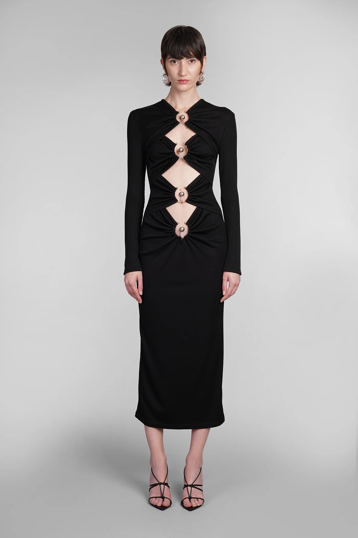 Dress woman  in black polyester