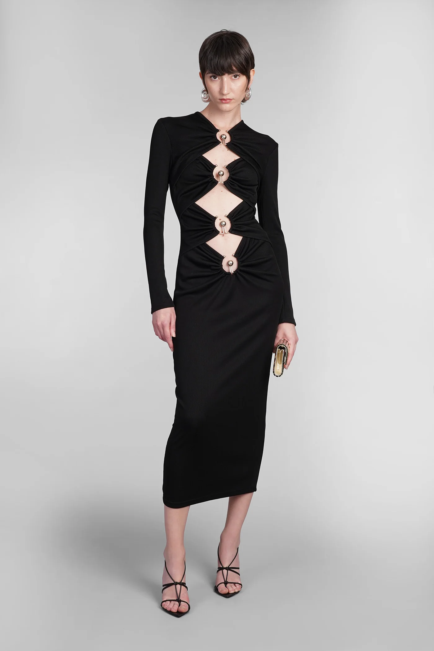 Dress woman  in black polyester - Image 2