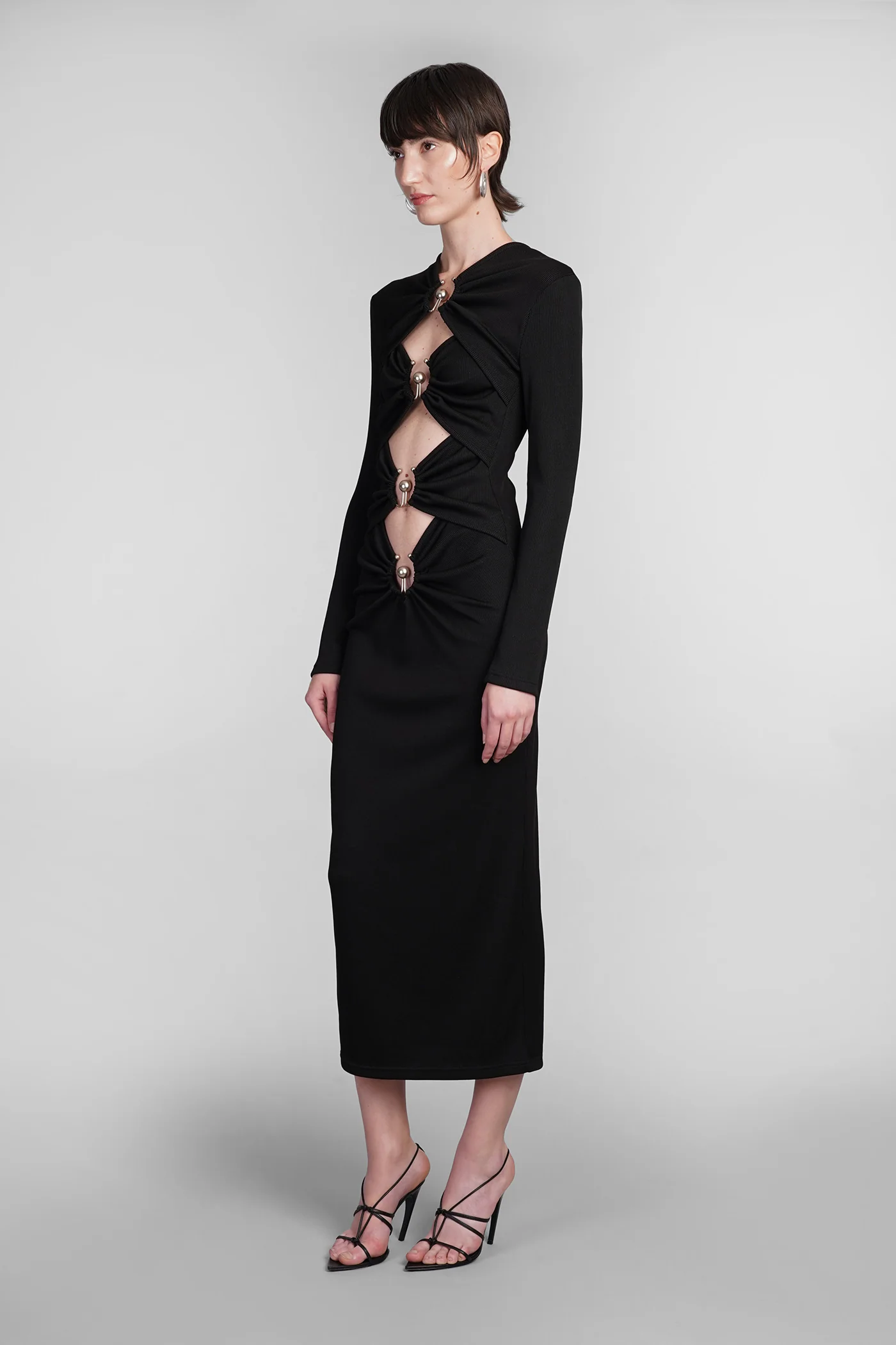 Dress woman  in black polyester - Image 4