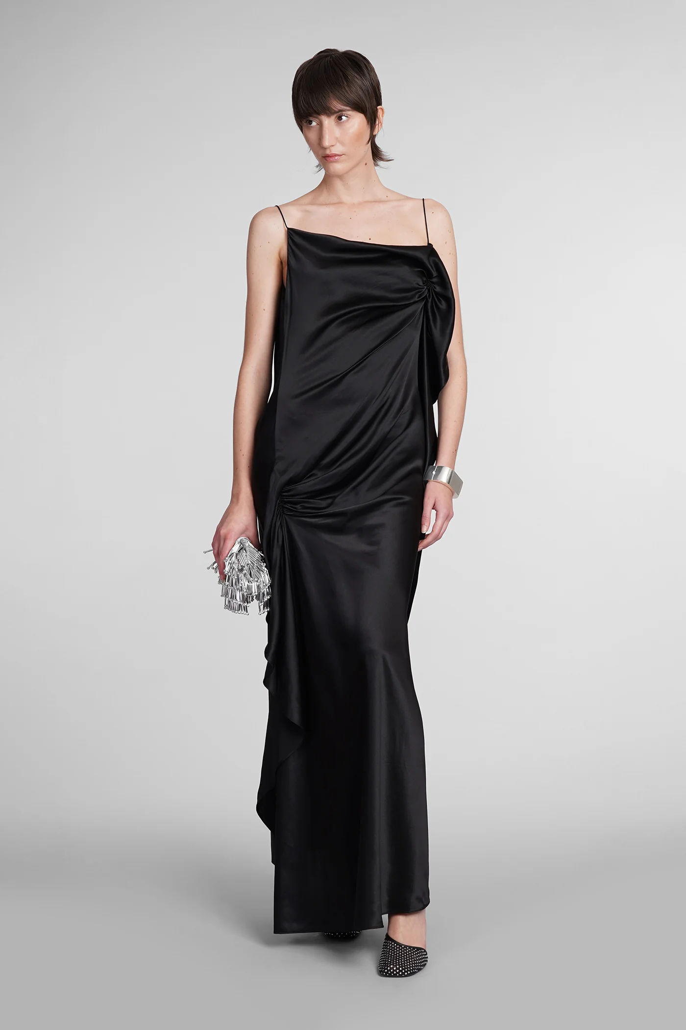 Dress woman in black silk - Image 2