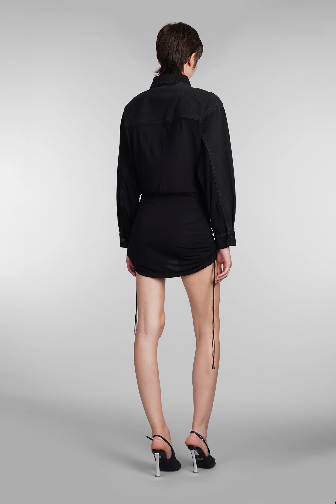 Dress woman in black viscose - Image 3