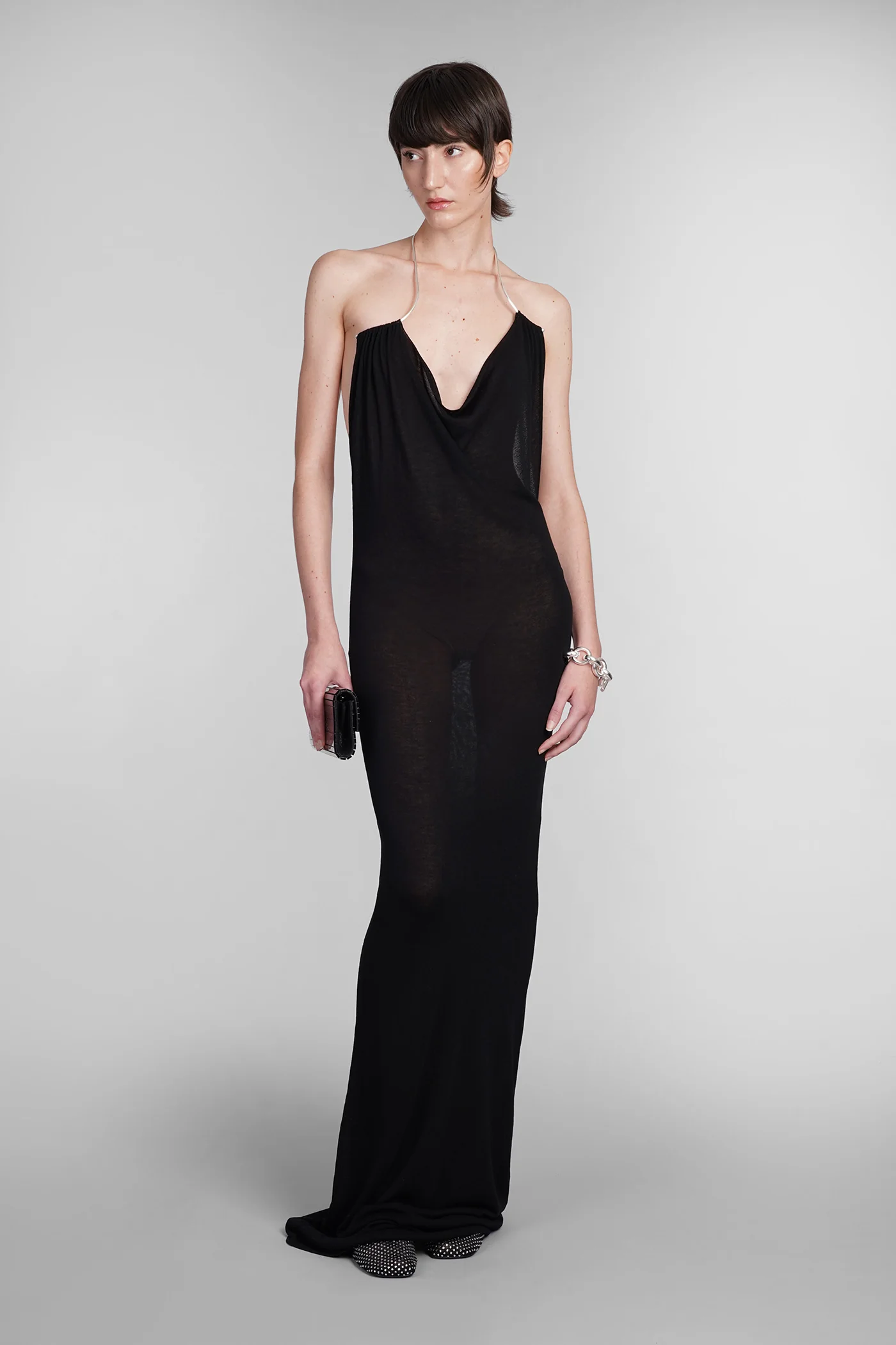Dress woman  in black viscose - Image 2